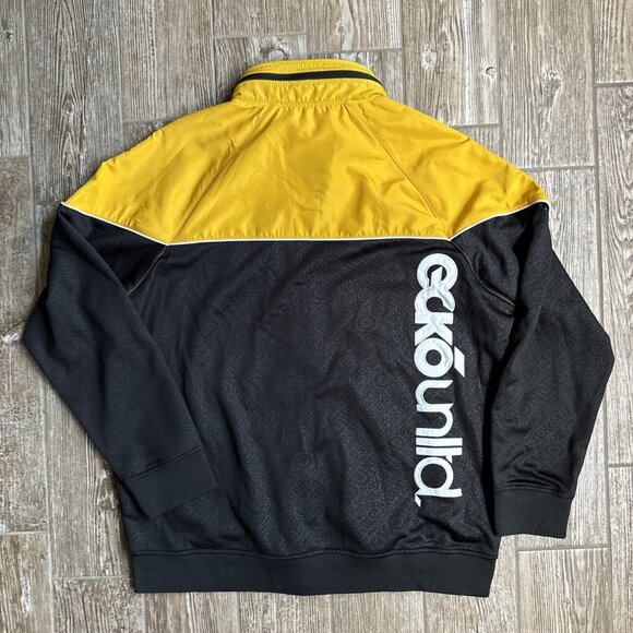 VTG Ecko Unltd Jacket Men XXL Black Yellow Rhino Full Zip Track Casual Spellout - Picture 6 of 9